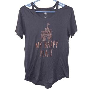Walt Disney World women’s shoulder cut-out t-shirt my happy place NWT (small)